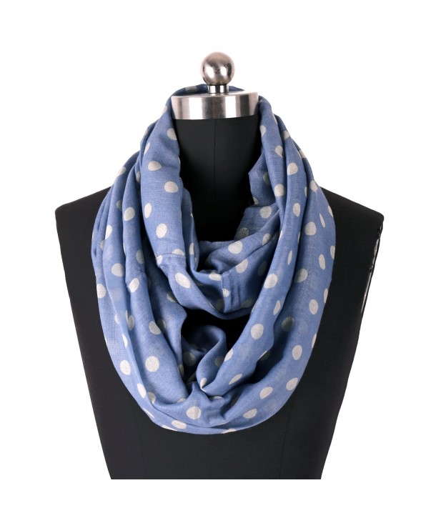 ZESTILK Infinity Scarfs for Women Loop Wraps Polka Dots - Dark Blue and White - CU1868LTMQY