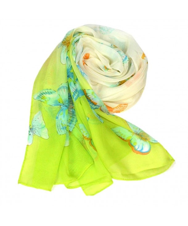 DZT1968Spring Summer Autumn Winter Women Girl Printed Butterfly Long Chiffon Shawl Scarf Pashmina (Green) - CQ125I3KZ4V