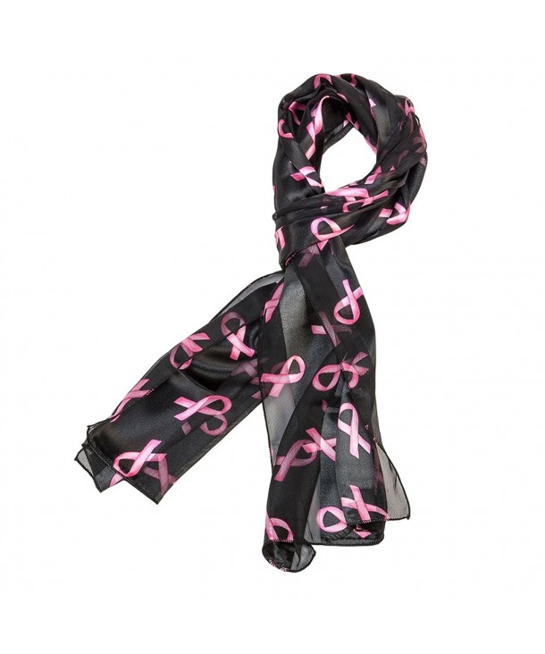 Breast Cancer Awareness Ribbons Scarf - Black 2 - CZ11TZAAA55