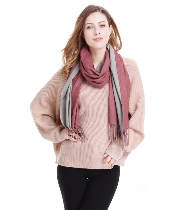 Bienvenu Women Cashmere Feel Ultra Soft Warm Extra Large Scarf Shawl Scarves Wrap - Red Gray - CW186GIA9W2