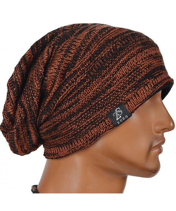 Stylish Unisex Slouchy Crease Knit Beanie Long Hat - Rust - CI127BCFKSD