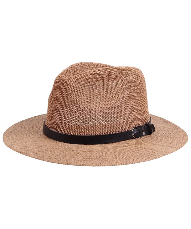 Enimay Vintage Unisex Fedora Hat Classic Timeless Light Weight - Natural Brown - CF185WGUXU8