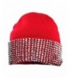 NYFASHION101 Solid Color Rhinestone Studded Winter Warm Cuff Skull Cap Beanie Hat - Red - CD129I19HKR