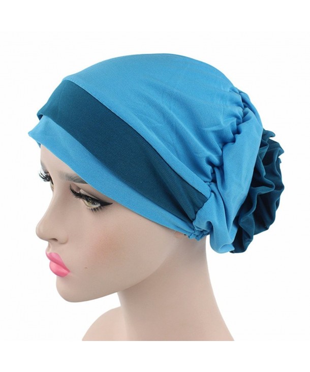 Chemo Cancer Head Scarf Hat Cap Ethnic Cloth Turban Headwear Women Stretch Flower Muslim headscarf - Green - CL1836Y93UN