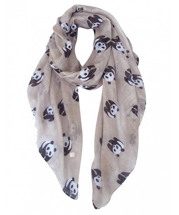 GERINLY Animal Print Scarves: Cute Pandas Pattern Women Wrap Scarf - Khaki - CW17YS0AWA4