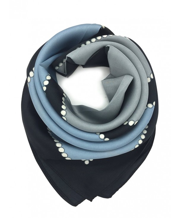 YOUR SMILE 100% Silk Scarf Women's Fashion Pattern Large Square Satin Headscarf Headdress 24''x24'' - Light Blue - C3182HUYOM3
