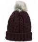Terra Winter Pom Pom Beanie Hat | Plush Fleece Lined- Thick- Unisex | Skull Ski Cap - Dark Red - CR12N3ASZUQ