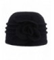 Prefe Women's Winter Floral Warm Wool Cloche Bucket Hat Slouch Wrinkled Beanie Cap - Black - CK188KMZE4Z
