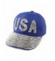 USA Jewel Rhinestone Bling Studs Sparkle Baseball Ball Cap Hat - Blue - CE11MZ7UK5X