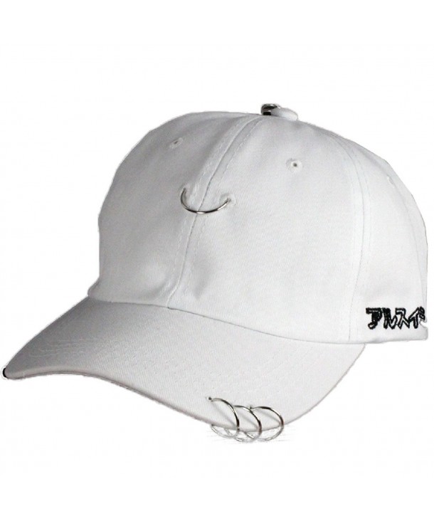 YABINA Unisex Silver Ring Piercing Rock Cotton Baseball Hat Truckers - White - CZ12JKXXI8F