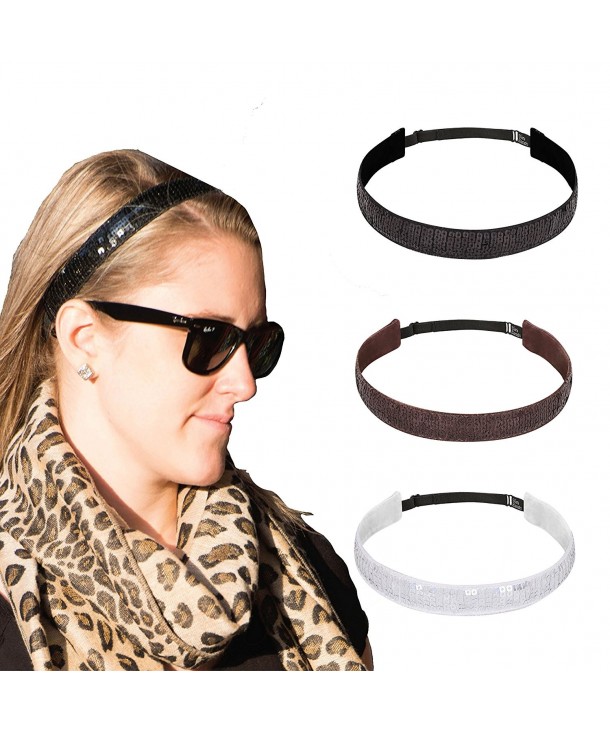 Bani Bands Adjustable Headband Non Slip - Black- Brown & Silver - CN18760MWA0