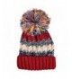 Color City Womens Bohemian Crochet Knit Slouchy Pom Pom Handmade Beanie Winter Ski Warm Hat - Red - CK12N1D22PR
