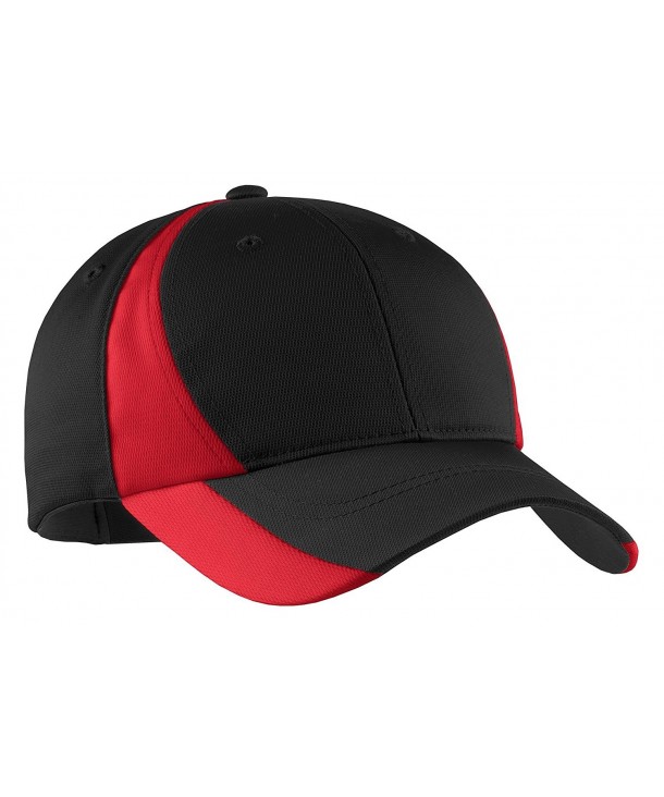 Sport-Tek Men's Dry Zone Nylon Colorblock Cap - Black/True Red - CU114V1R3DX