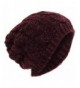 Mens Winter Cable Slouch Beanie Hat - Maroon - CP11PHXETGX