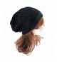 FuzzyGreen Slouchy Twist Oversized Chunky Soft colorful Knitted Juniors Beanie Woman Cap Hat - Black - CW183W7T7CH