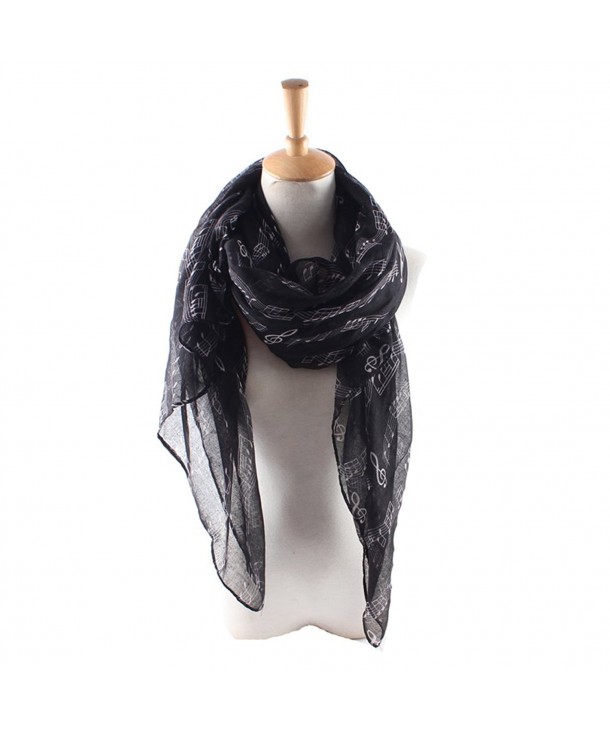 ctshow musical note Print Voile Print Scarf Fashionable Women Scarves shawl - Black - CJ182H24E2M