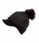 DRY77 Soft Thick Knit Skull Beanie Visor Cap Hat Warm Winter Pom Pom Women - Black - CY1873XGD8S