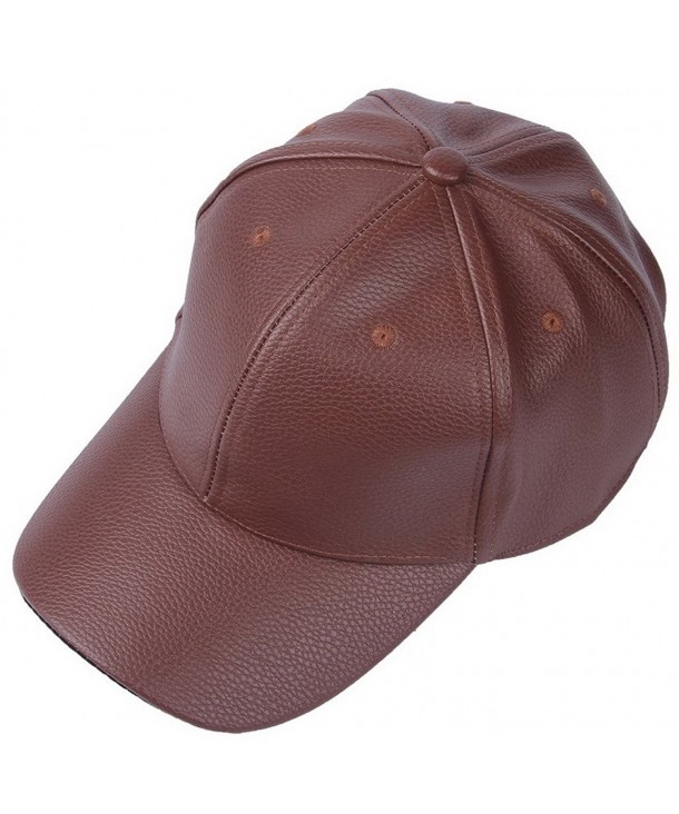 Bigood(TM) Men Women Leather Adjustable Baseball Sport Cap Coffee - CR11XUSL36V