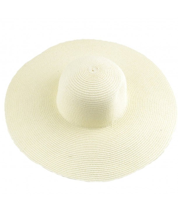 AngelCity Brides Womens Beach Hat Striped Straw Sun Hat Floppy Big Brim Hat - Beige - C7184QZ2L02