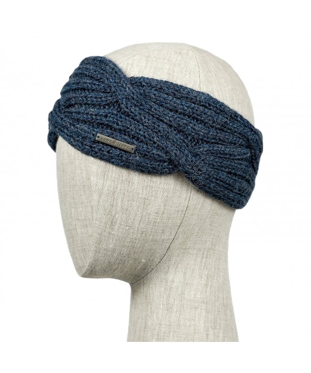 LUNA & TERRA-CAPRI Winter Headband Handmade Knit 100% BABY ALPACA (Steel Blue) - CP12N2SRXS4