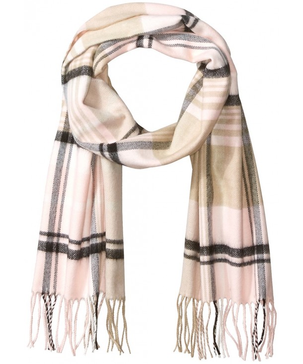 David & Young Softer Than Cashmere Acrylic Scarf with Fringe Accessory - Pink - CM189EG0T6L