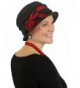 Fleece Hats For Women Cloche Cancer Headwear Warm Winter Chemo Cap Dressy - Black and Red - CT12LZIPEG7