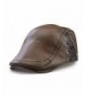 Men's Classic Leather Flat Ivy Vintage Newsboy Cap Golf Hunting Cabby Hat - Light Coffee - CQ187CLCEOE