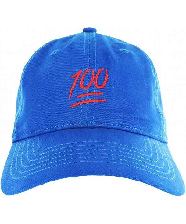 Dad Hat Cap - Emoji 100 Hundred Embroidered Adjustable Baseball Cap - Blue - CT12ICHK3QZ