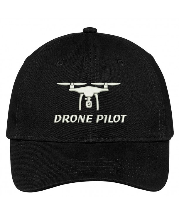 Trendy Apparel Shop Drone Pilot Embroidered Soft Crown 100% Brushed Cotton Cap - Black - CR17YTZOTT6