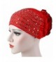 Trenton Women's Flower Glitter Elastic Muslim Turban Beanie Head Wrap Chemo Cap Hat for Cancer - Red - C9186W4T328
