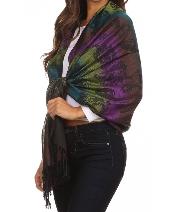 Sakkas Marley Ombre Striped Paisley Pashmina/ Shawl/ Wrap/ Stole - Purple - C2124T29OAR