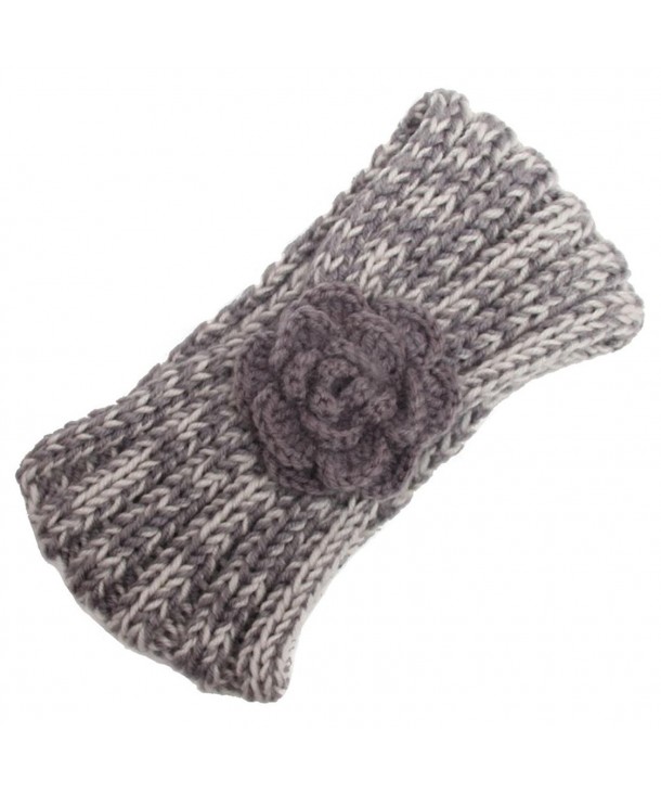 Deamyth Winter Women Knitting Wool Flower Headband Keep Warm Hairband - Gray - CK12O2PV4AX