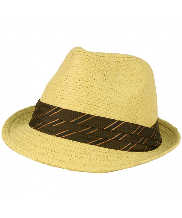 Men's Light Cool Summer Spring Fedora Trilby Pleat Band Hat Natural - C8118L4FERN