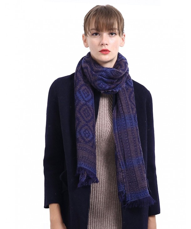 Wool Scarfs for women Ethnic Shawls and Wraps With Tassel Gradient Color - Peacock Blue - CB187CKSQAT