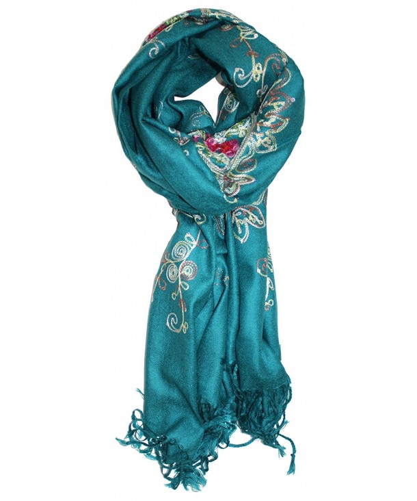 Ted and Jack - Simple Classic Embroidered Solid Pashmina - Teal - CJ186XH8Y7L