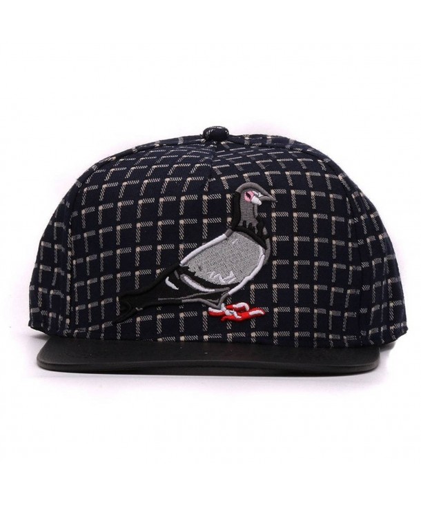AKIZON Hip Hop caps 3D Pigeon Embroidery Adjustable Snapback Hats for Men and Women - Navy - C0182ZS3SS2