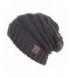 NYFASHION101 Oversized Baggy Slouchy Thick Winter Beanie Hat - Beige - C712O8IYTQ3