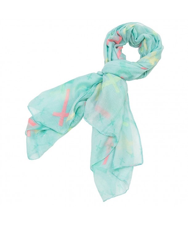 Cross Design Pastel Scarf - Blue - CU11MOG2MKL