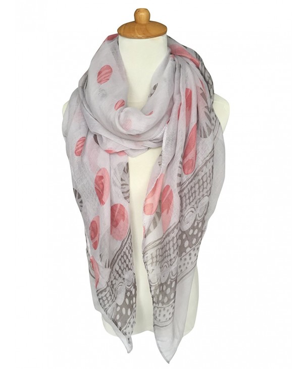 GERINLY Spring Scarves: Two-tone Dots Print Womens Wrap Scarf - Greypink - CQ12NZ8M694