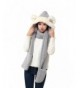 FeelMeStyle Women's Winter Warm Hooded Scarf with Mittens 3-in-1 Hat Scarf Glove - Rabbit-grey - CS187I6CR0U