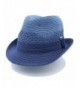 The Hatter 1 3/4" Wide Brim Panama Roll Up Two Tone Fedora Sun Hat Beach Cap With Band - A-navy - CW180MZ5G0D