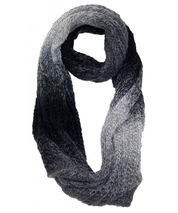 Best Winter Hats Women's Gradient Color Knit Infinity Winter Scarf (One Size) - Black/Gray - CJ11QDRQTRJ