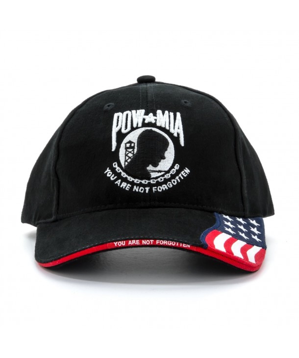 Embroidered Hat with USA Flag POW-MIA You Are Not Forgotten Adjustable Baseball Cap Hat - Black - C111AR30YPH