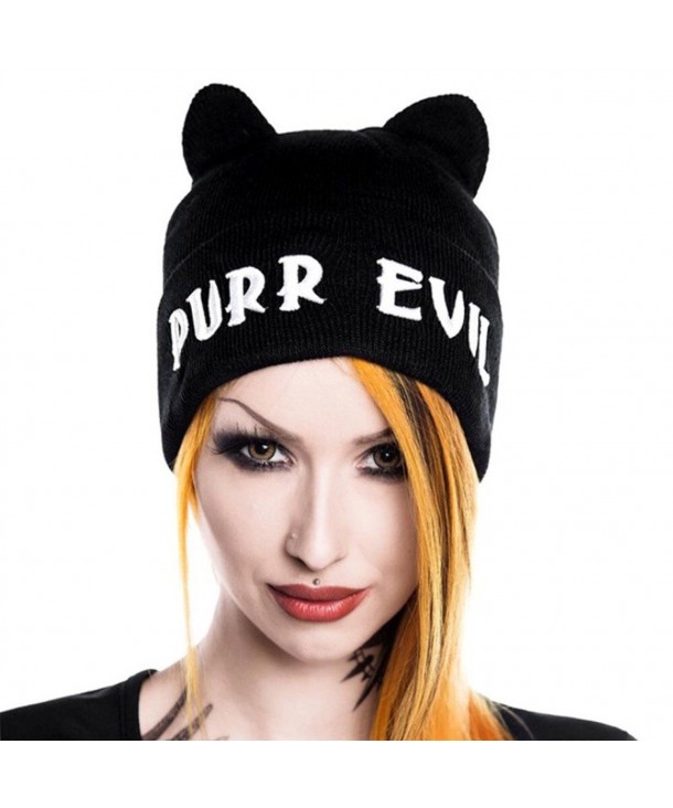 Purr Evil Cat Ear Beanie by Killstar (Black) - Black - CO17YDXHQMZ