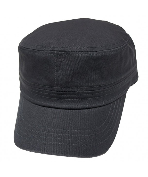 Solid Castro Cadet Cap - 100% Cotton Hat - Adjustable Velcro Back - Dark Grey - CG11K5YFO8L