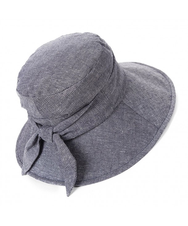 SIGGI Womens UPF 50+ Cotton Linen Packable Bucket Sun Hats w/Chin Cord Summer - 69045_grey - CG12F9C790J