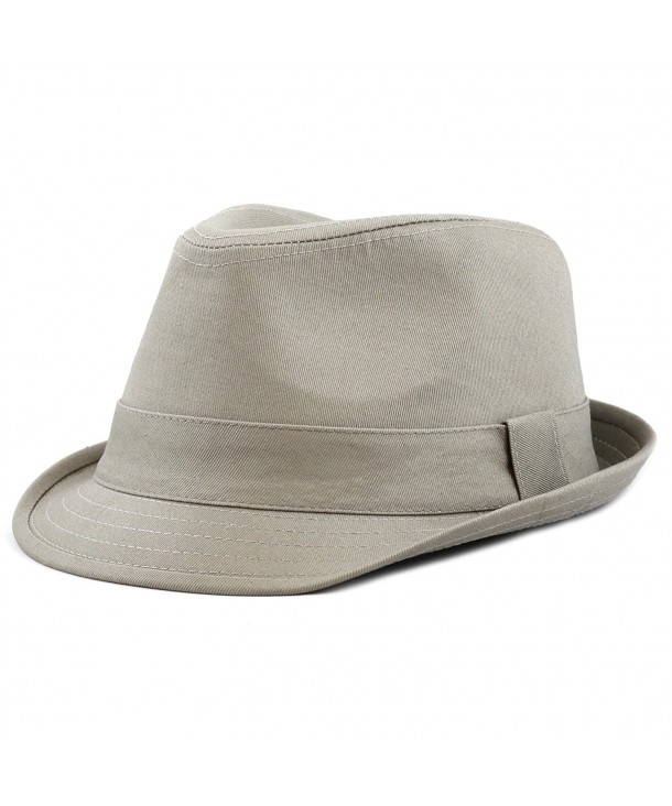 The Hat Depot Unisex Cotton Twill Paisley Lining Solid Fedora Hat - Grey - CQ12CQR4WU5
