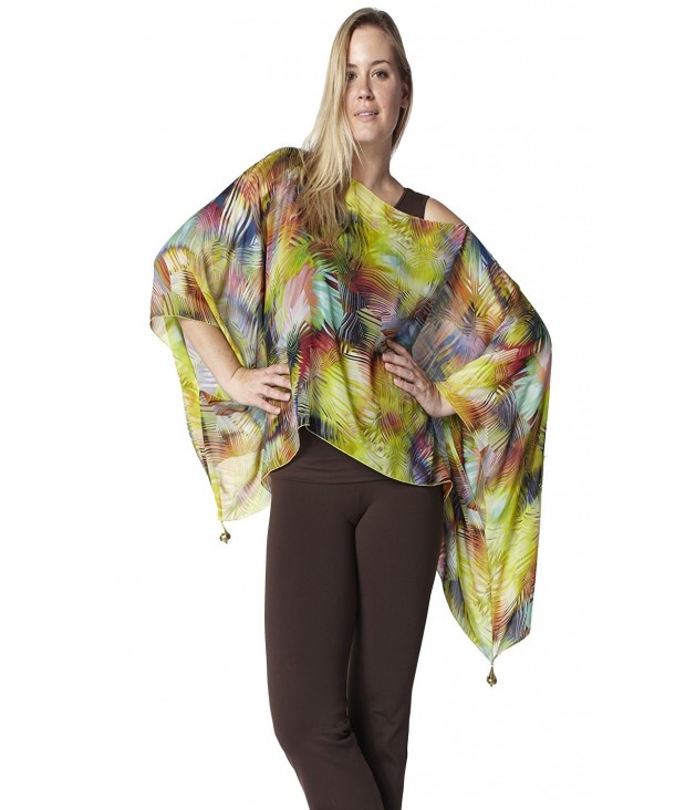 Feather Print Poncho- One Size Fits All - CG11DPRG795