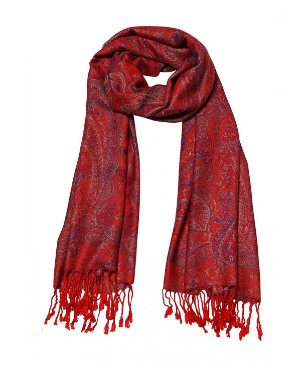 Paisley Jacquard Scarf Women's Fashion Shawl Long Soft Accent Wrap- Red/Multi - CK12MA42CR5