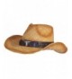 Stone Age Adult Straw Cowboy Hat W/Band W/Large Metal Longhorn (One Size) - C812EP5568X
